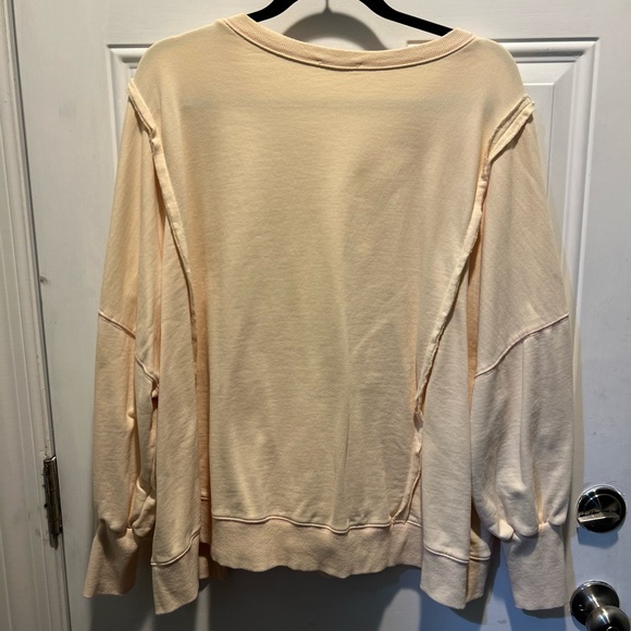 Easel Cream and Pink Stitch Sweatshirt Similar to Free People - Picture 3 of 5